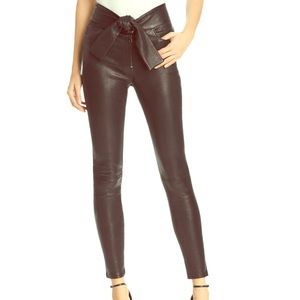 Frame Denim tie waist leather pants